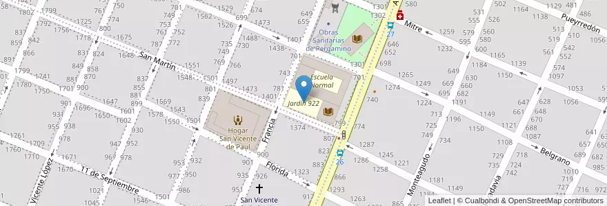 Mapa de ubicacion de Jardín 922 en آرژانتین, استان بوئنوس آیرس, Partido De Pergamino.