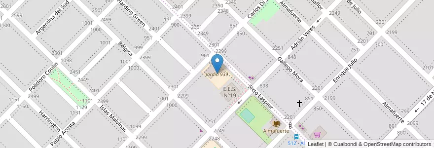 Mapa de ubicacion de Jardin 939 en Arjantin, Buenos Aires, Partido De Bahía Blanca, Bahía Blanca.
