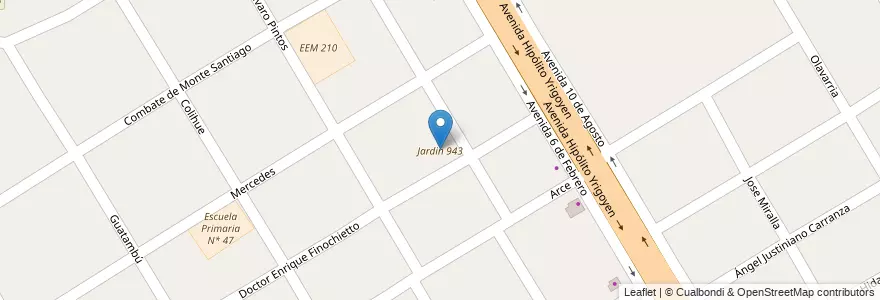 Mapa de ubicacion de Jardin 943 en Arjantin, Buenos Aires, Partido De Almirante Brown, Longchamps.