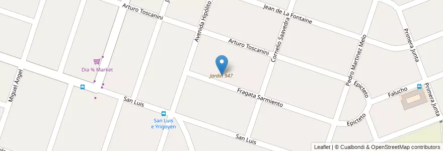 Mapa de ubicacion de Jardin 947 en アルゼンチン, ブエノスアイレス州, Partido De Moreno, Moreno.