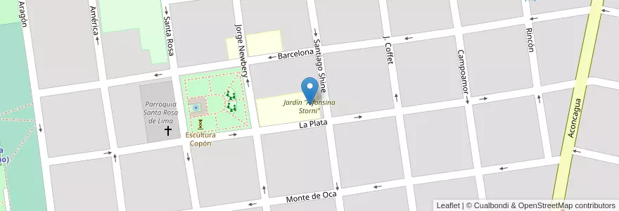 Mapa de ubicacion de Jardín "Alfonsina Storni" en Аргентина, Санта-Фе, Departamento Castellanos, Municipio De Rafaela.