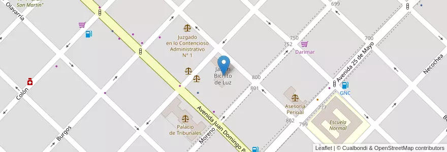 Mapa de ubicacion de Jardin Bichito de Luz en Arjantin, Buenos Aires, Partido De Azul.