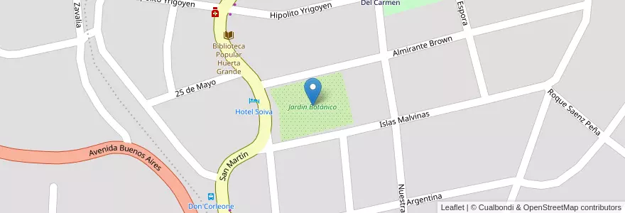 Mapa de ubicacion de Jardin Botánico en Arjantin, Córdoba, Departamento Punilla, Pedanía San Antonio, Municipio De Huerta Grande.
