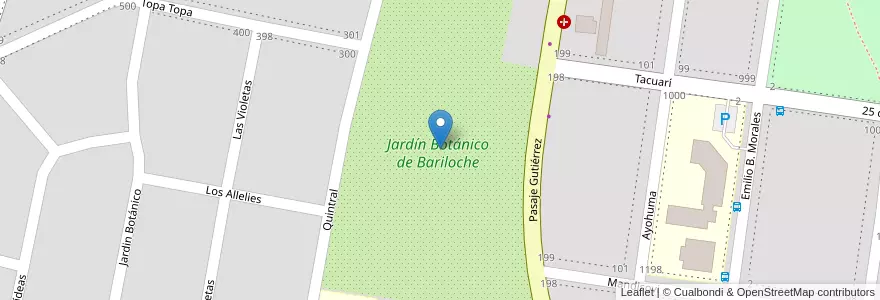 Mapa de ubicacion de Jardín Botánico de Bariloche en الأرجنتين, تشيلي, ريو نيغرو, Departamento Bariloche, Municipio De San Carlos De Bariloche, San Carlos De Bariloche.
