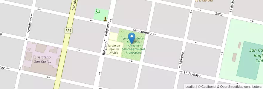 Mapa de ubicacion de Jardín Botánico Municipal y Área de Emprendimientos Productivos en Arjantin, Santa Fe, Departamento Las Colonias, San Carlos Centro, San Carlos Centro.