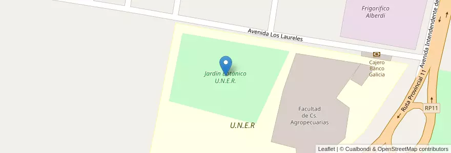 Mapa de ubicacion de Jardín Botánico U.N.E.R. en Argentina, Entre Ríos, Departamento Paraná, Distrito Sauce, Oro Verde.