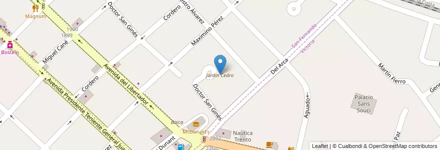 Mapa de ubicacion de Jardin Cedro en Arjantin, Buenos Aires, Partido De San Fernando, Victoria.