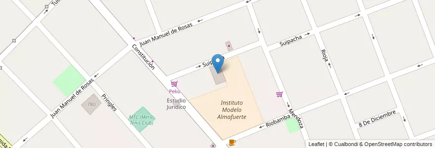 Mapa de ubicacion de Jardin de Infante Almafuerte en アルゼンチン, ブエノスアイレス州, Partido De Merlo, Merlo.