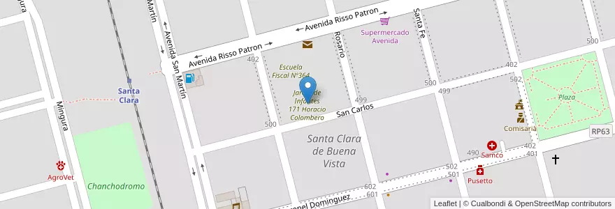 Mapa de ubicacion de Jardín de Infantes 171 Horacio Colombero en 阿根廷, Santa Fe, Departamento Las Colonias, Municipio De Santa Clara De Buena Vista.