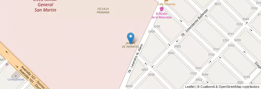 Mapa de ubicacion de JARDIN DE INFANTES en Arjantin, Buenos Aires, Partido De General San Martín, Villa Ballester.