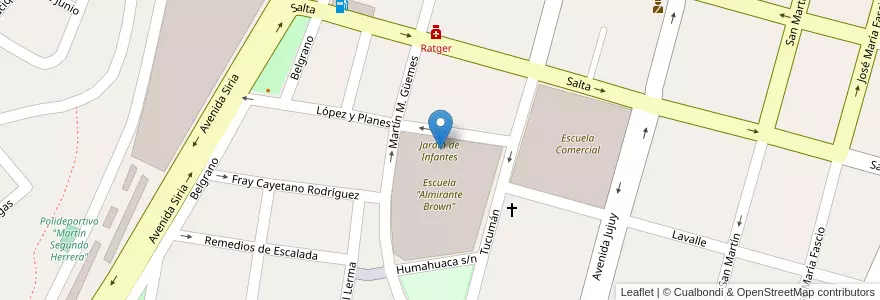 Mapa de ubicacion de Jardín de Infantes en الأرجنتين, Jujuy, Departamento San Pedro, Municipio De San Pedro De Jujuy.