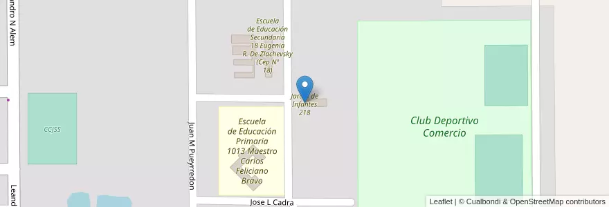 Mapa de ubicacion de Jardin de Infantes 218 en Argentine, Chaco, Departamento Fray Justo Santa María De Oro, Municipio De Santa Sylvina, Santa Sylvina.
