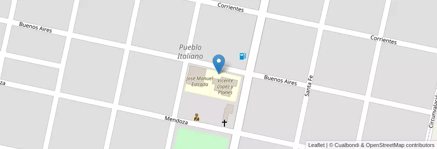 Mapa de ubicacion de Jardín de Infantes en アルゼンチン, コルドバ州, Departamento Unión, Pedanía Loboy, Municipio De Pueblo Italiano, Pueblo Italiano.