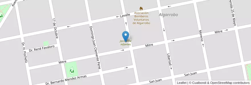 Mapa de ubicacion de Jardín De infantes en Arjantin, Buenos Aires, Partido De Villarino, Algarrobo.