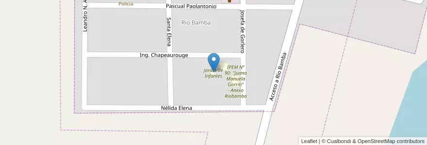 Mapa de ubicacion de Jardín de Infantes en Аргентина, Кордова, Departamento Presidente Roque Sáenz Peña, Pedanía La Amarga, Comuna De Riobamba, Río Bamba.