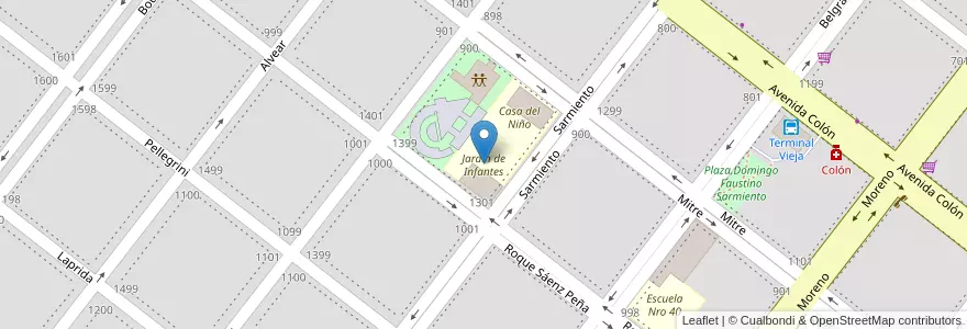 Mapa de ubicacion de Jardín de Infantes en الأرجنتين, بوينس آيرس, Partido De Adolfo Alsina, Carhué.