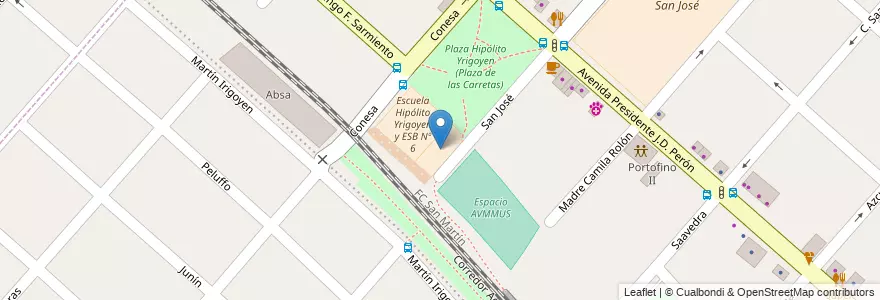 Mapa de ubicacion de Jardín de Infantes en Arjantin, Buenos Aires, Partido De San Miguel, Muñiz.