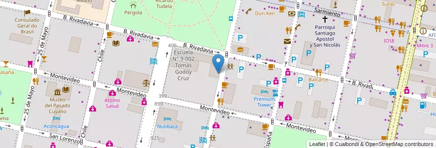 Mapa de ubicacion de Jardin de Infantes 9-031 Tomás Godoy Cruz en アルゼンチン, チリ, メンドーサ州, Departamento Capital, Sección 2ª Barrio Cívico, Ciudad De Mendoza.