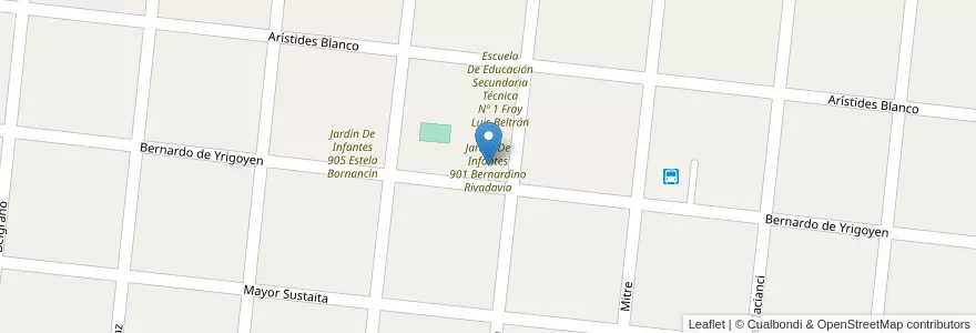 Mapa de ubicacion de Jardin De Infantes 901 Bernardino Rivadavia en 阿根廷, 布宜诺斯艾利斯省, Partido De General Pinto.