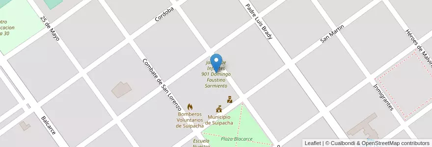 Mapa de ubicacion de Jardín De Infantes 901 Domingo Faustino Sarmiento en Arjantin, Buenos Aires, Suipacha.