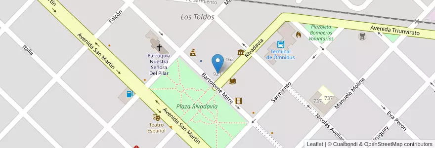 Mapa de ubicacion de Jardín De Infantes 901 Merceditas De San Martín en Argentina, Buenos Aires, Partido De General Viamonte, Los Toldos.