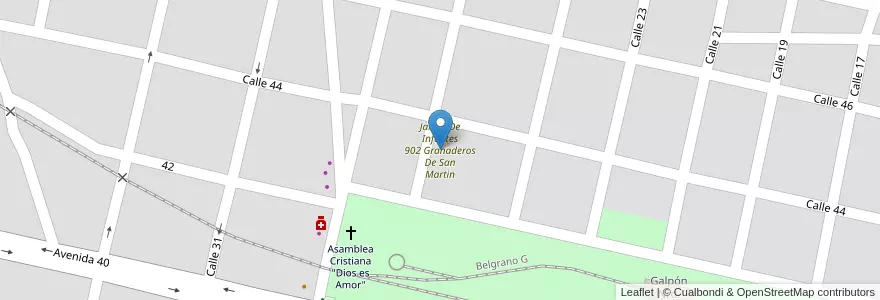 Mapa de ubicacion de Jardín De Infantes 902 Granaderos De San Martin en الأرجنتين, بوينس آيرس, Partido De Mercedes, Mercedes.