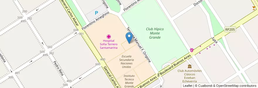 Mapa de ubicacion de Jardin de Infantes 902 Granaderos de San Martin en アルゼンチン, ブエノスアイレス州, Partido De Esteban Echeverría, Monte Grande.