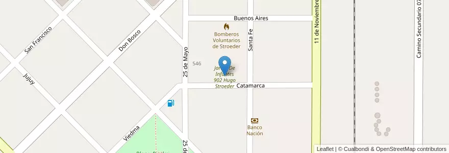 Mapa de ubicacion de Jardín De Infantes 902 Hugo Stroeder en Аргентина, Буэнос-Айрес, Partido De Patagones, Stroeder.