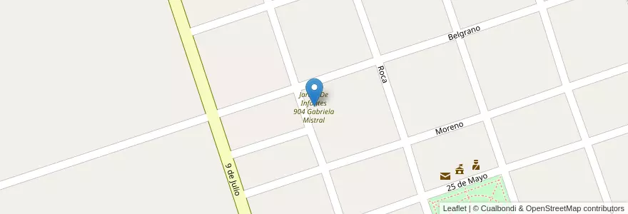 Mapa de ubicacion de Jardin De Infantes 904 Gabriela Mistral en Arjantin, Buenos Aires, Partido De Adolfo Alsina.