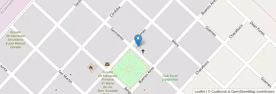 Mapa de ubicacion de Jardín De Infantes 907 Jesús Niño en アルゼンチン, ブエノスアイレス州, Partido De Veinticinco De Mayo, Gobernador Ugarte.