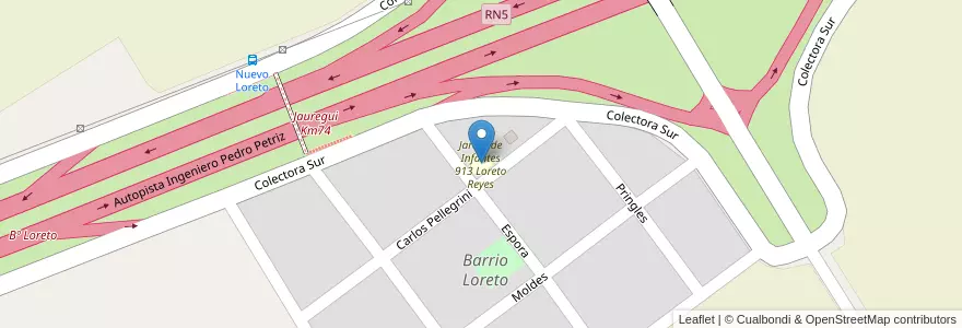 Mapa de ubicacion de Jardín de Infantes 913 Loreto Reyes en Argentina, Buenos Aires, Partido De Luján.