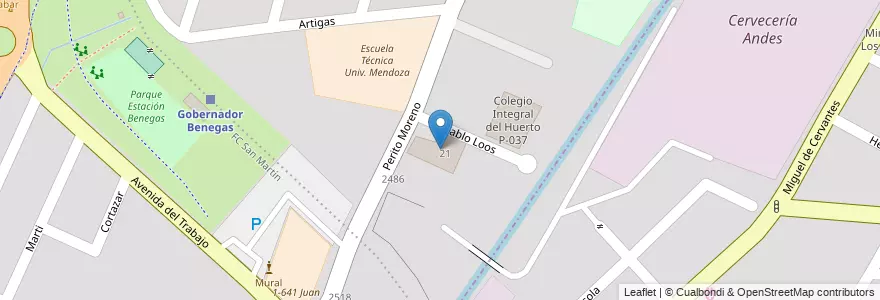 Mapa de ubicacion de Jardin de Infantes "Acuarelas" - Colegio Integral del Huerto en 아르헨티나, 칠레, Mendoza, Godoy Cruz, Departamento Godoy Cruz, Distrito Gobernador Benegas.