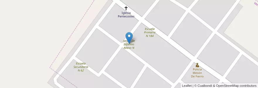 Mapa de ubicacion de Jardín De Infantes Anexo N en الأرجنتين, Chaco, Departamento Doce De Octubre, Municipio De General Pinedo, Mesón De Fierro.