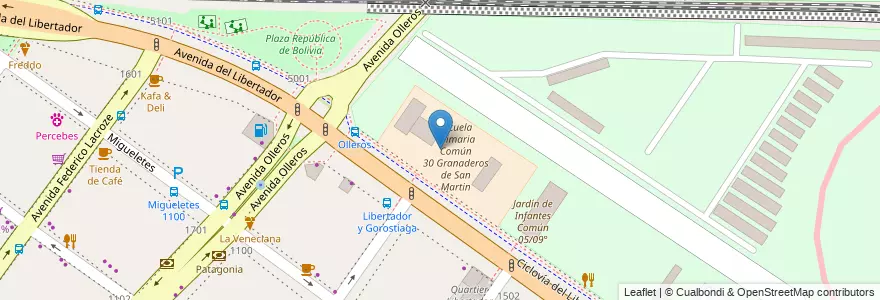 Mapa de ubicacion de Jardín de Infantes Común 02/09° Granaderos de San Martín, Palermo en Arjantin, Ciudad Autónoma De Buenos Aires, Buenos Aires, Comuna 14.