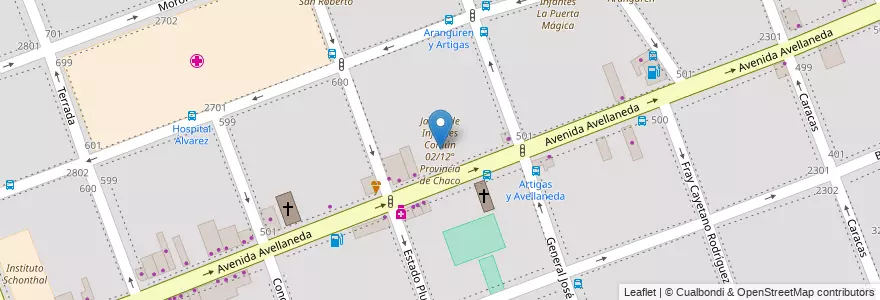 Mapa de ubicacion de Jardín de Infantes Común 02/12° Provincia de Chaco, Flores en アルゼンチン, Ciudad Autónoma De Buenos Aires, Comuna 7, ブエノスアイレス.