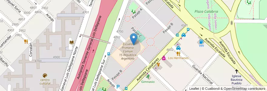 Mapa de ubicacion de Jardín de Infantes Común 02/13°, Villa Lugano en Argentinië, Ciudad Autónoma De Buenos Aires, Buenos Aires, Comuna 8.
