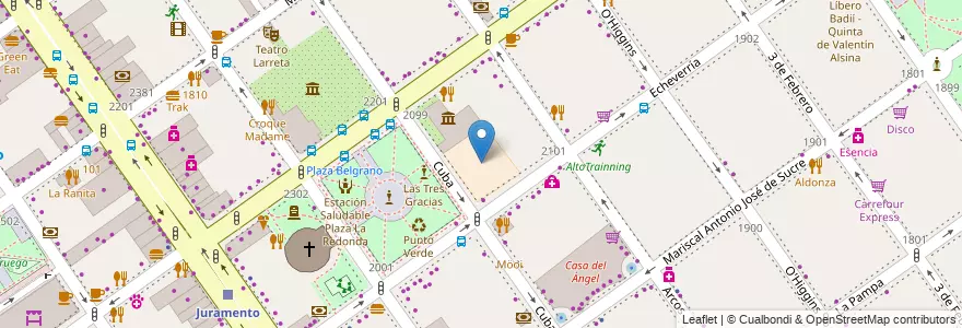 Mapa de ubicacion de Jardín de Infantes Común 03/10° anexo, Belgrano en Аргентина, Буэнос-Айрес, Буэнос-Айрес, Comuna 13.