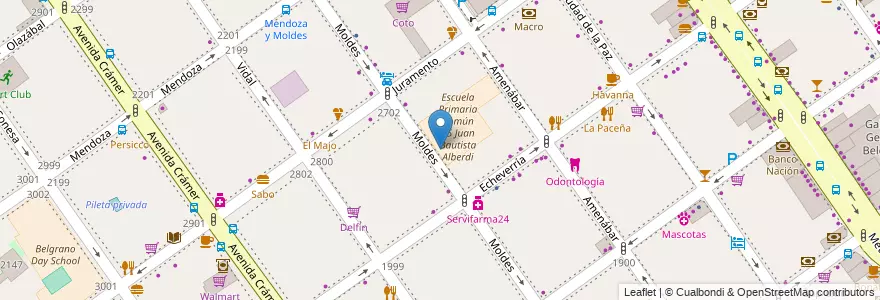 Mapa de ubicacion de Jardín de Infantes Común 03/10° sede, Belgrano en 아르헨티나, Ciudad Autónoma De Buenos Aires, 부에노스아이레스, Comuna 13.