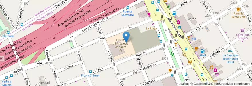 Mapa de ubicacion de Jardín de Infantes Común 05/10° Pablo Picasso, Saavedra en アルゼンチン, Ciudad Autónoma De Buenos Aires, Comuna 12, Partido De Vicente López, ブエノスアイレス, Vicente López.