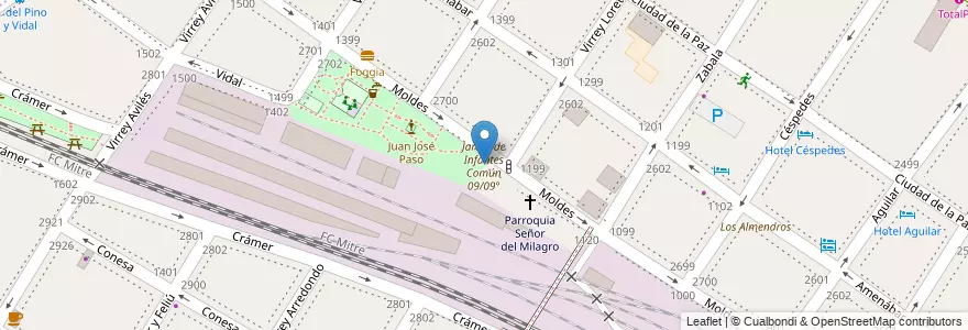 Mapa de ubicacion de Jardín de Infantes Común 09/09°, Colegiales en الأرجنتين, Ciudad Autónoma De Buenos Aires, Buenos Aires, Comuna 13.