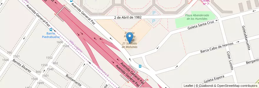 Mapa de ubicacion de Jardín de Infantes Común 10/20°, Villa Lugano en Argentina, Ciudad Autónoma De Buenos Aires, Buenos Aires, Comuna 8.