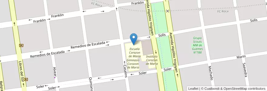 Mapa de ubicacion de Jardin de Infantes Corazon de Maria en Argentina, Buenos Aires, Partido De Chascomús, Chascomús.