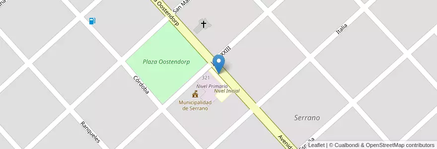 Mapa de ubicacion de Jardín de Infantes Domingo F. Sarmiento en アルゼンチン, コルドバ州, Departamento Presidente Roque Sáenz Peña, Pedanía La Amarga, Municipio De Serrano, Serrano.