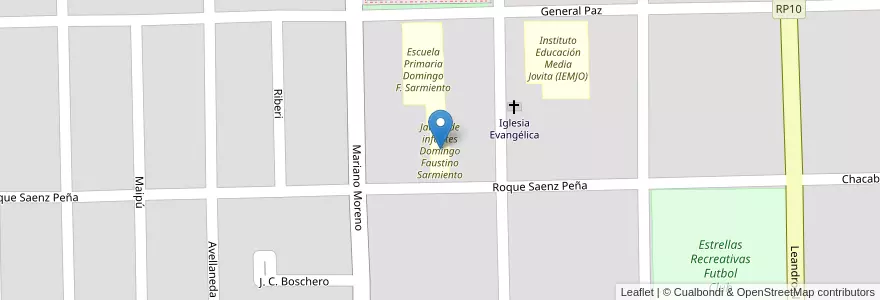 Mapa de ubicacion de Jardin de infantes Domingo Faustino Sarmiento en アルゼンチン, コルドバ州, Departamento General Roca, Pedanía Italó, Jovita.