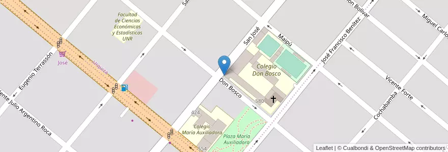 Mapa de ubicacion de Jardín de Infantes Don Bosco en Argentina, Buenos Aires, Partido De San Nicolás, San Nicolás De Los Arroyos.