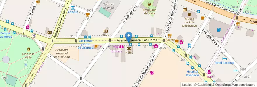 Mapa de ubicacion de Jardín de Infantes El Principito, Recoleta en 阿根廷, Ciudad Autónoma De Buenos Aires, Comuna 2, 布宜诺斯艾利斯.