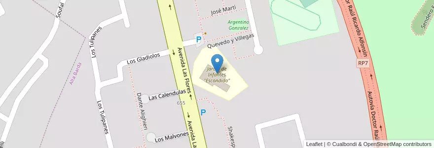 Mapa de ubicacion de Jardín de Infantes "Escondido" en アルゼンチン, チリ, ネウケン州, Departamento Confluencia, Municipio De Neuquén, Neuquén.