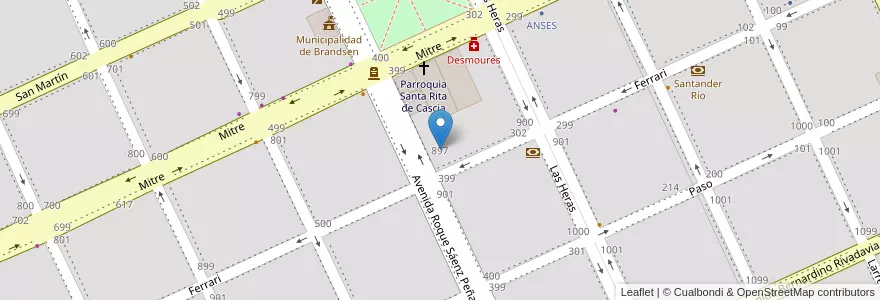 Mapa de ubicacion de Jardín De Infantes Estrellita De Belen en Arjantin, Buenos Aires, Brandsen.
