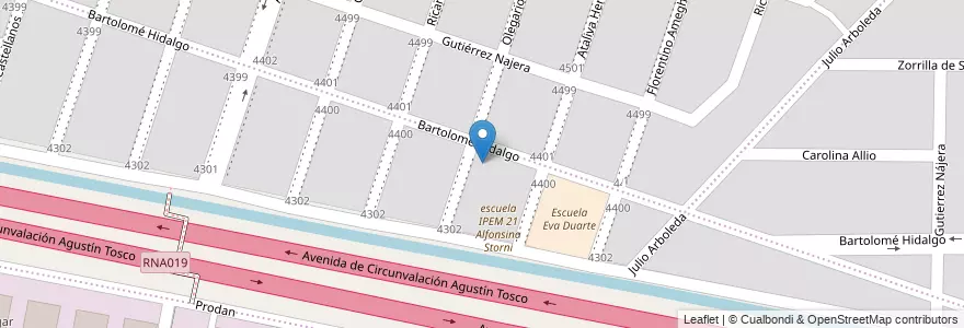 Mapa de ubicacion de Jardín de Infantes Eva Duarte en Аргентина, Кордова, Departamento Capital, Pedanía Capital, Córdoba, Municipio De Córdoba.