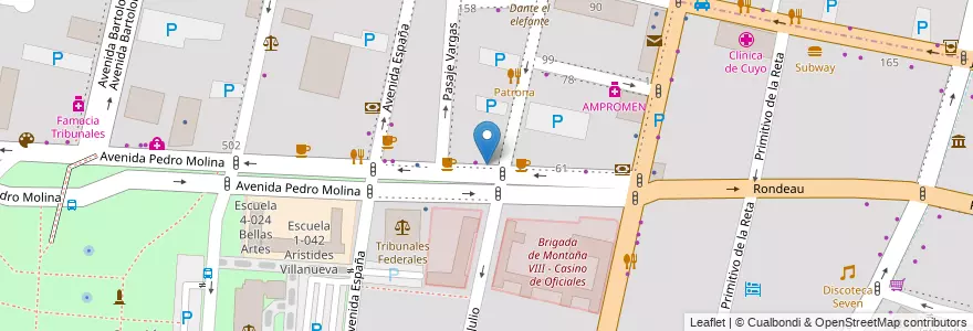 Mapa de ubicacion de Jardin de Infantes Gregorio Magno en Argentinië, Chili, Mendoza, Departamento Capital, Sección 2ª Barrio Cívico, Ciudad De Mendoza.